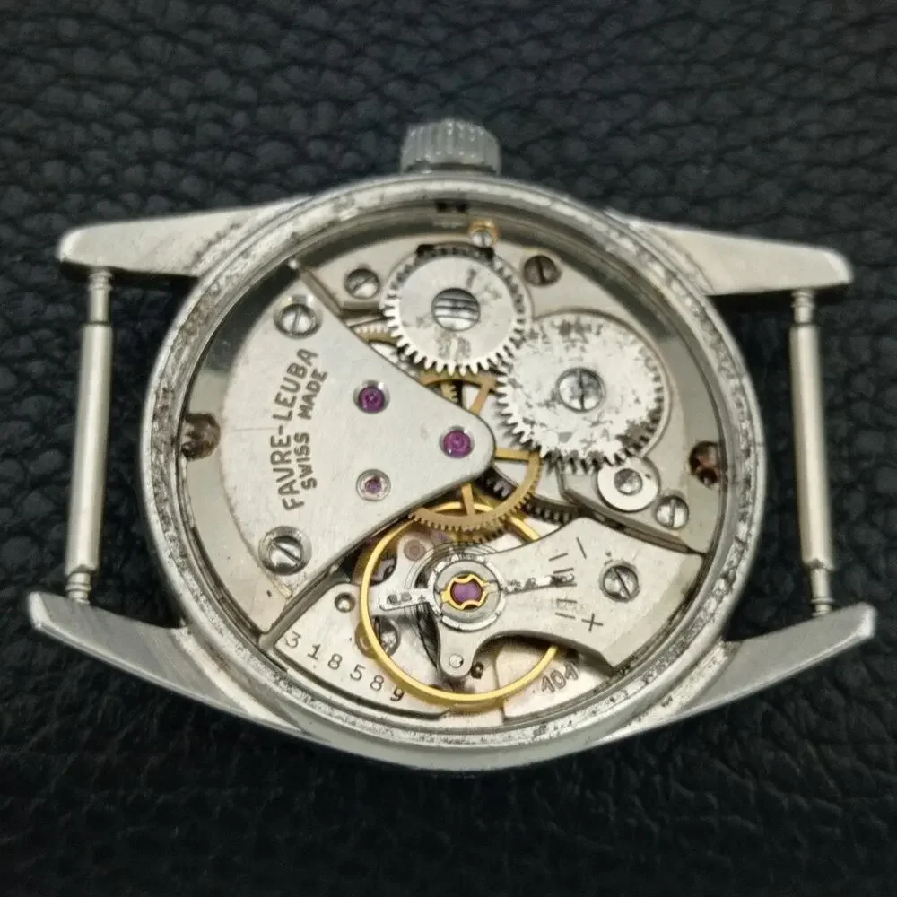 Vintage 1990 Favre Leuba Manual Mens Silver Watch W/Black NATO Strap